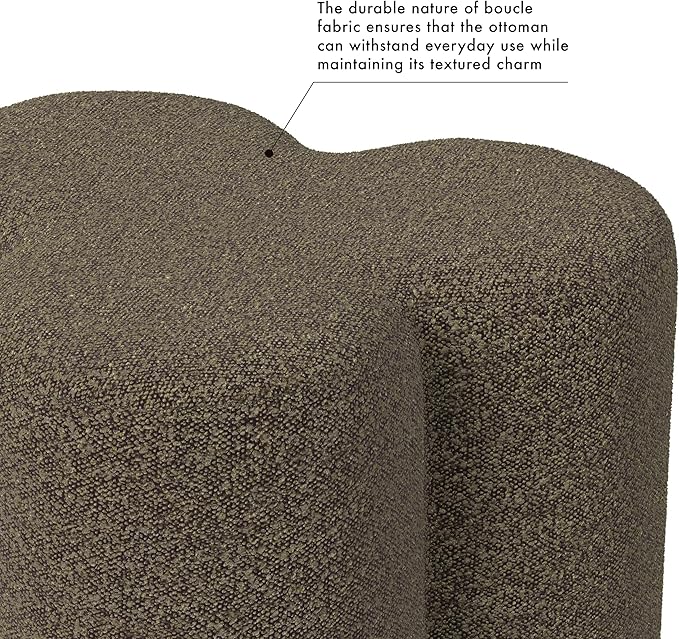 HomePop Upholstered Clover Shaped Ottoman Home Décor|Foot Rest Ottoman - Dark Brown Boucle