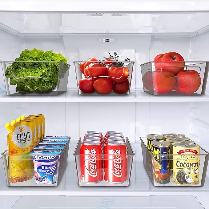 Simple Houseware Fridge Organizer Storage Bins, 12 x 6 x 3.4 inches, 8 Packs