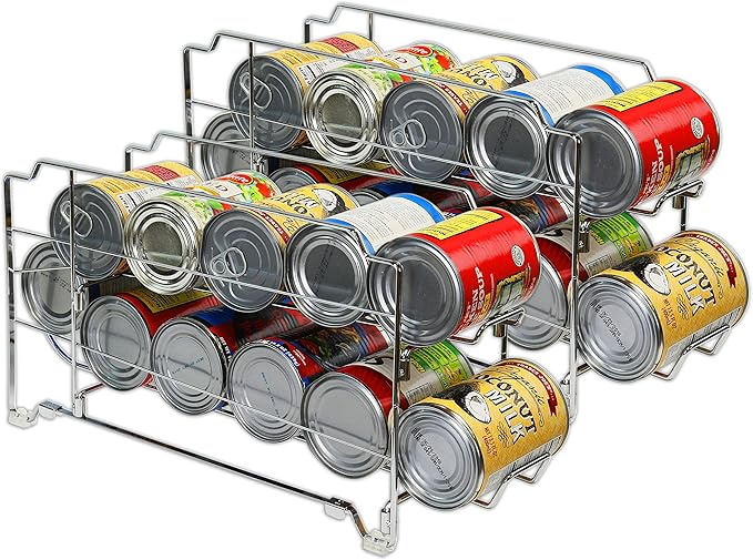 Simple Houseware Stackable Front Loading Beverage Can Dispenser Rack, Chrome - 2 Pack