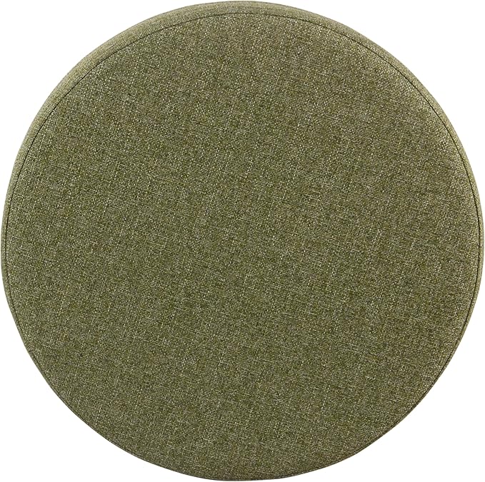 HomePop Home Decor | Upholstered Round Storage Ottoman | Ottoman with Storage for Living Room & Bedroom, Green Tweed