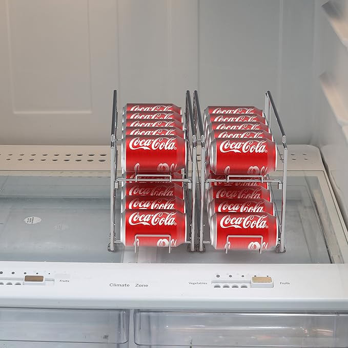 Simple Houseware Stackable Front Loading Beverage Can Dispenser Rack, Chrome - 2 Pack