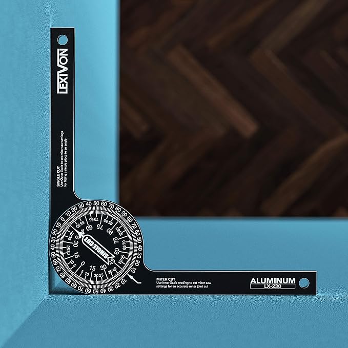 LEXIVON Aluminum Miter Saw Protractor | 7-Inch Rust Proof Angle Finder Featuring Precision Laser Engraved Scales (LX-230)