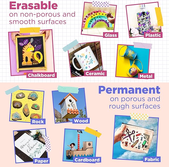 Fine Tip Chalk Markers - Pack of 40 (Neon, Classic & Metallic) Chalk Pens - For Chalkboard, Blackboard, Window, Labels, Bistro, Glass - Wet Wipe Erasable - 3mm Reversible Tip