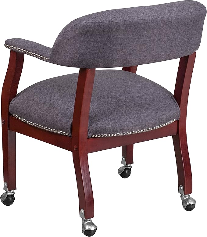 EMMA + OLIVER Gray Fabric Luxurious Conference Chair with Casters