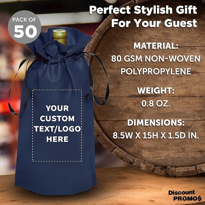 DISCOUNT PROMOS Non-Woven Vineyard Two Bottle Wine Bags