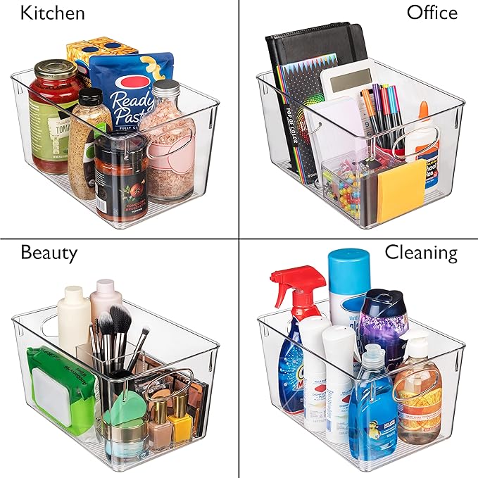 ClearSpace Plastic Storage Bins With lids, 4 Pack – Perfect Pantry Organization and Storage – Fridge Organizer, Pantry Storage Containers and Storage Bins, Cabinet Organizers