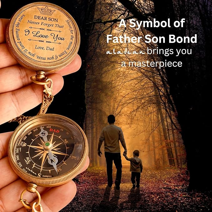 Gift for Son from Mom Dad | Engraved Compass 2" - Father to Son Gifts, Mom to Son Gifts for Graduation 2025, Birthday Baptism Confirmation Communion