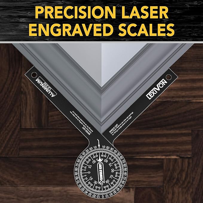 LEXIVON [2-pack] Aluminum Miter Saw Protractor | 7-Inch Rust Proof Angle Finder Featuring Precision Laser Engraved Scales (LX-230X2)