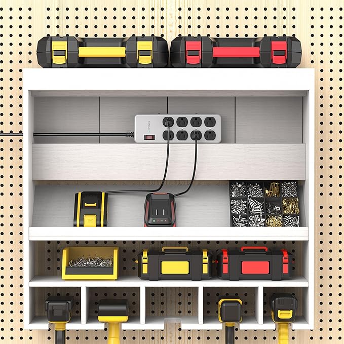 Heavy Duty Power Strip,Industrial Heavy Metal Case Surge Protector,8 AC Outlets,15Amp,2700 Joules,Protected' Indicator,14 Gauge Cord (Grey, 15FT Length)