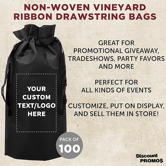 DISCOUNT PROMOS Non-Woven Vineyard Two Bottle Wine Bags