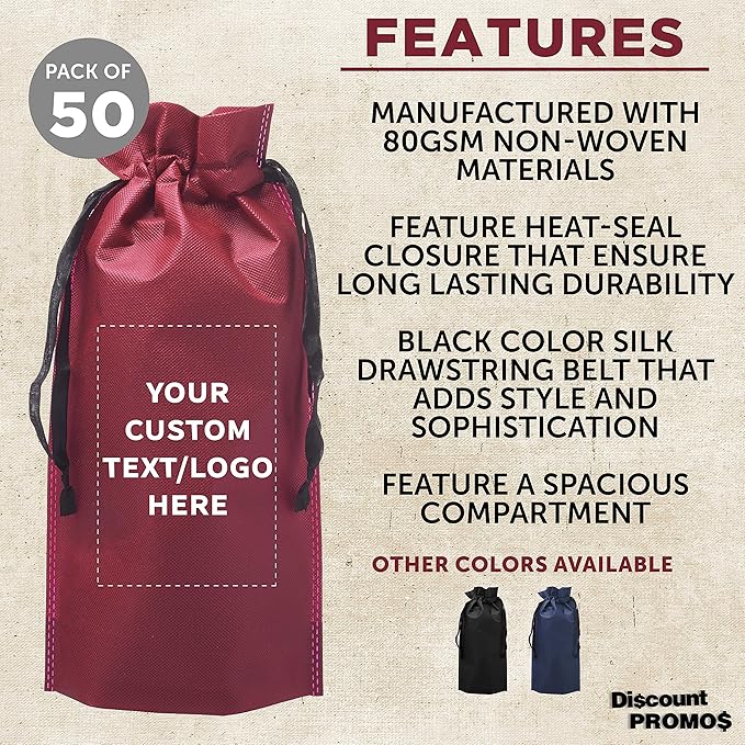 DISCOUNT PROMOS Non-Woven Vineyard Two Bottle Wine Bags