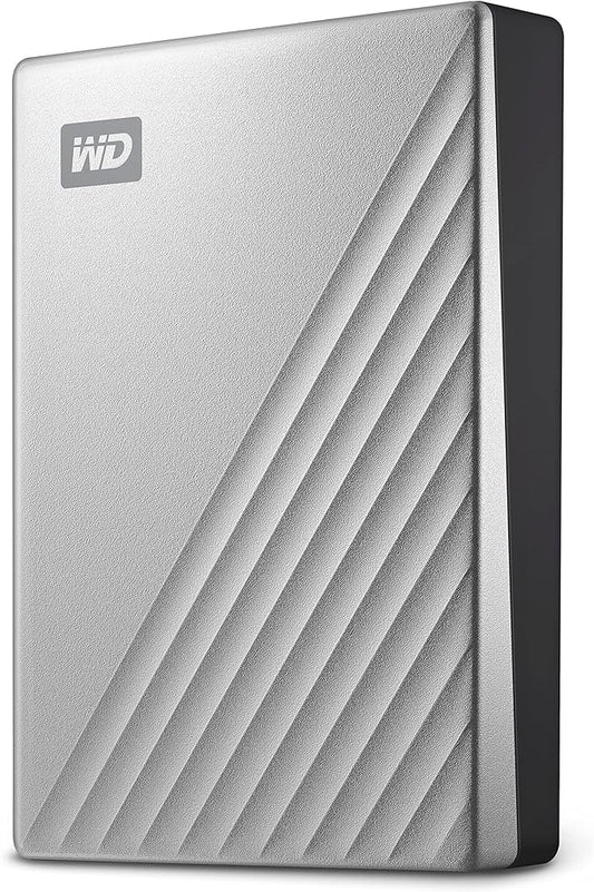 WD 5TB My Passport Ultra for Mac Silver, Portable External Hard Drive, backup software with defense against ransomware, and password protection, USB-C and USB 3.1 - WDBPMV0050BSL-WESN