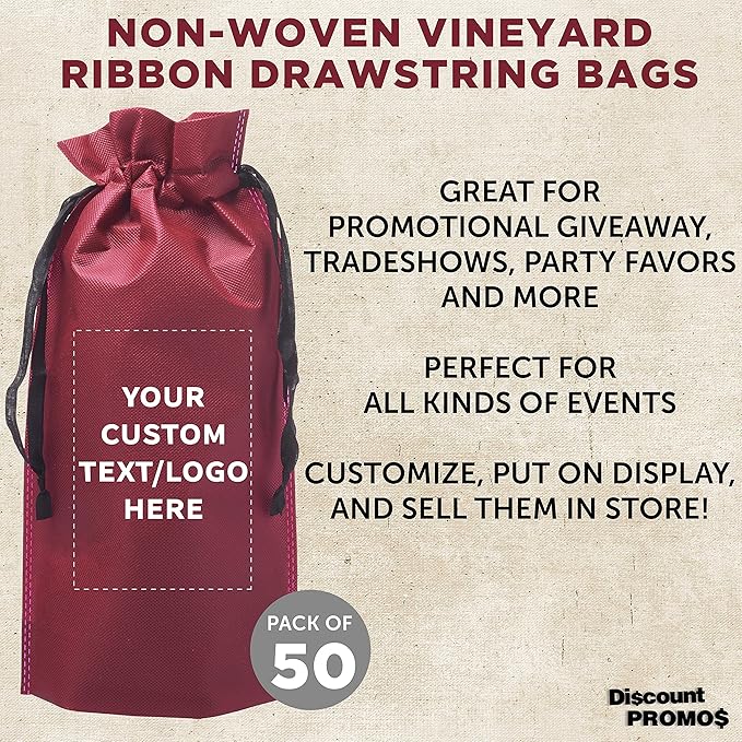 DISCOUNT PROMOS Non-Woven Vineyard Two Bottle Wine Bags