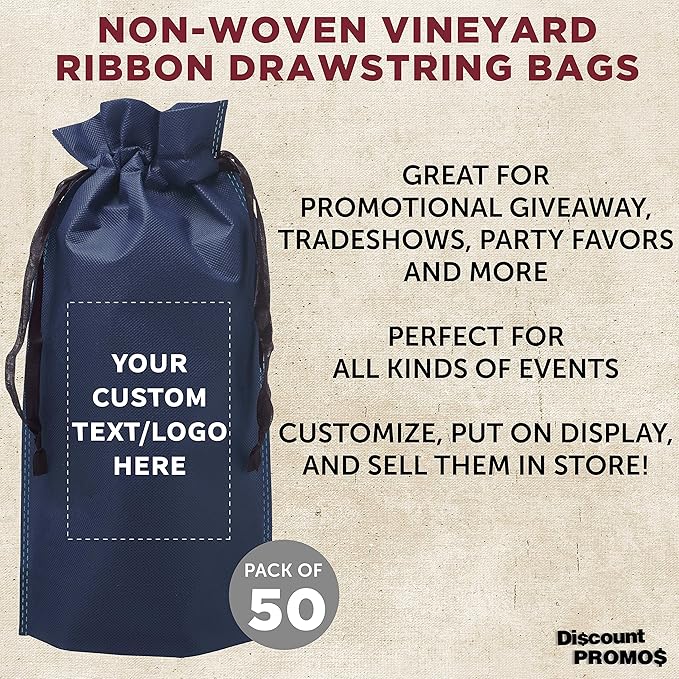 DISCOUNT PROMOS Non-Woven Vineyard Two Bottle Wine Bags