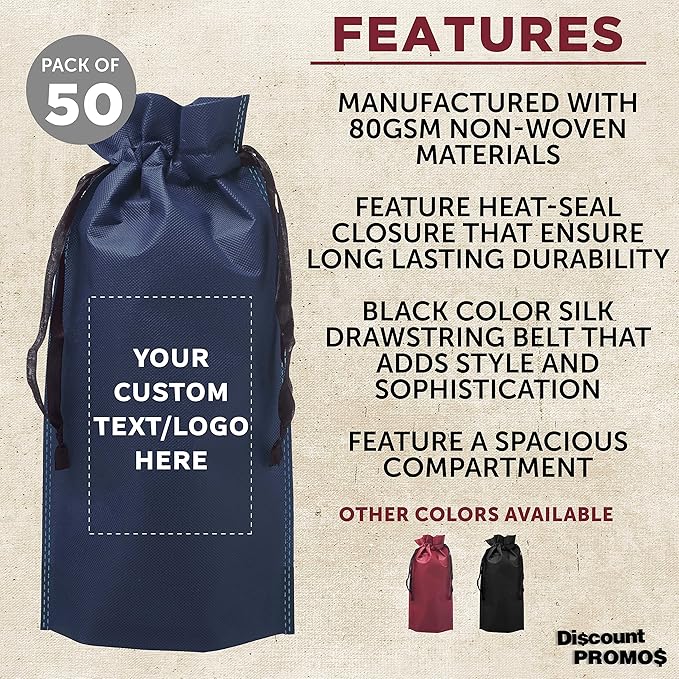 DISCOUNT PROMOS Non-Woven Vineyard Two Bottle Wine Bags