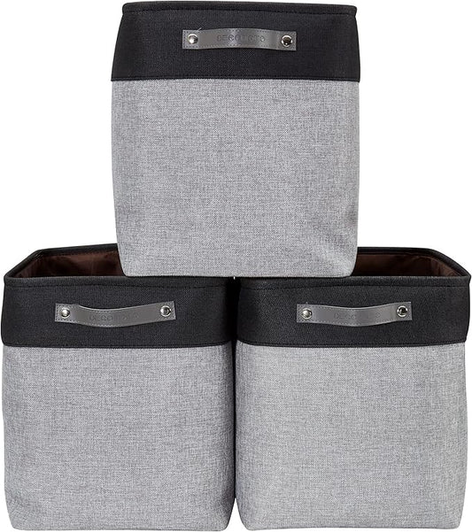 DECOMOMO Extra Large Storage Baskets, 54.5L Fabric Storage Bins for Organizing Linen Closet, Nursery (Grey & Black, XXXL - 3 pack)