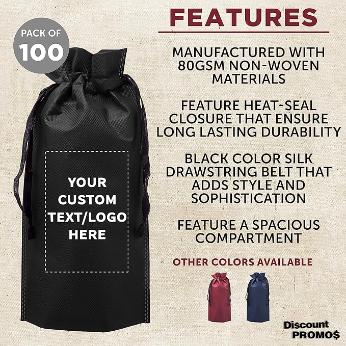 DISCOUNT PROMOS Non-Woven Vineyard Two Bottle Wine Bags